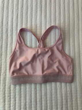 Under Armour Light Pink Crossback Sports Bra with Branded Band